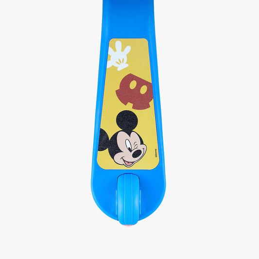 close up of scooter deck on mickey mouse kick scooter