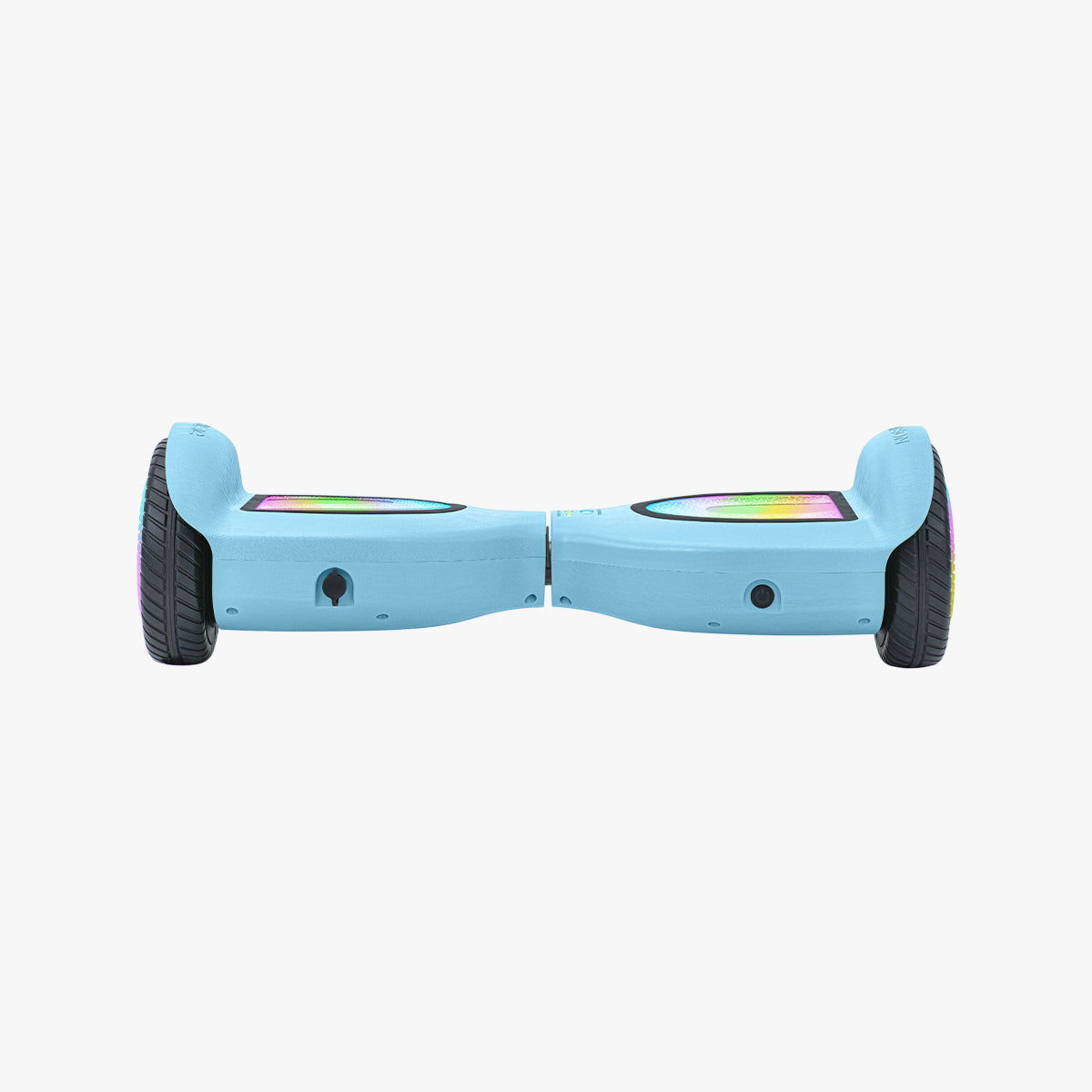 rear view of the  light blue mojo hoverboard