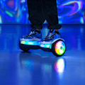 close up of feet on the plasma hoverboard