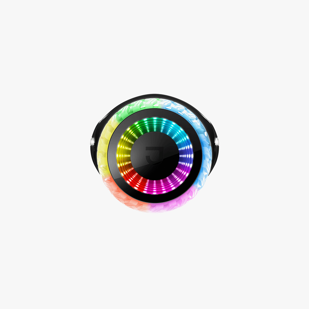 close up of wheel on rave hoverboard