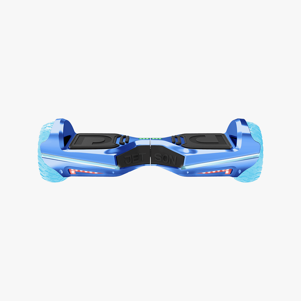front view of blue rave hoverboard