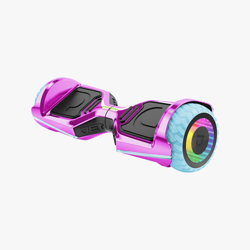 angled view of pink rave hoverboard