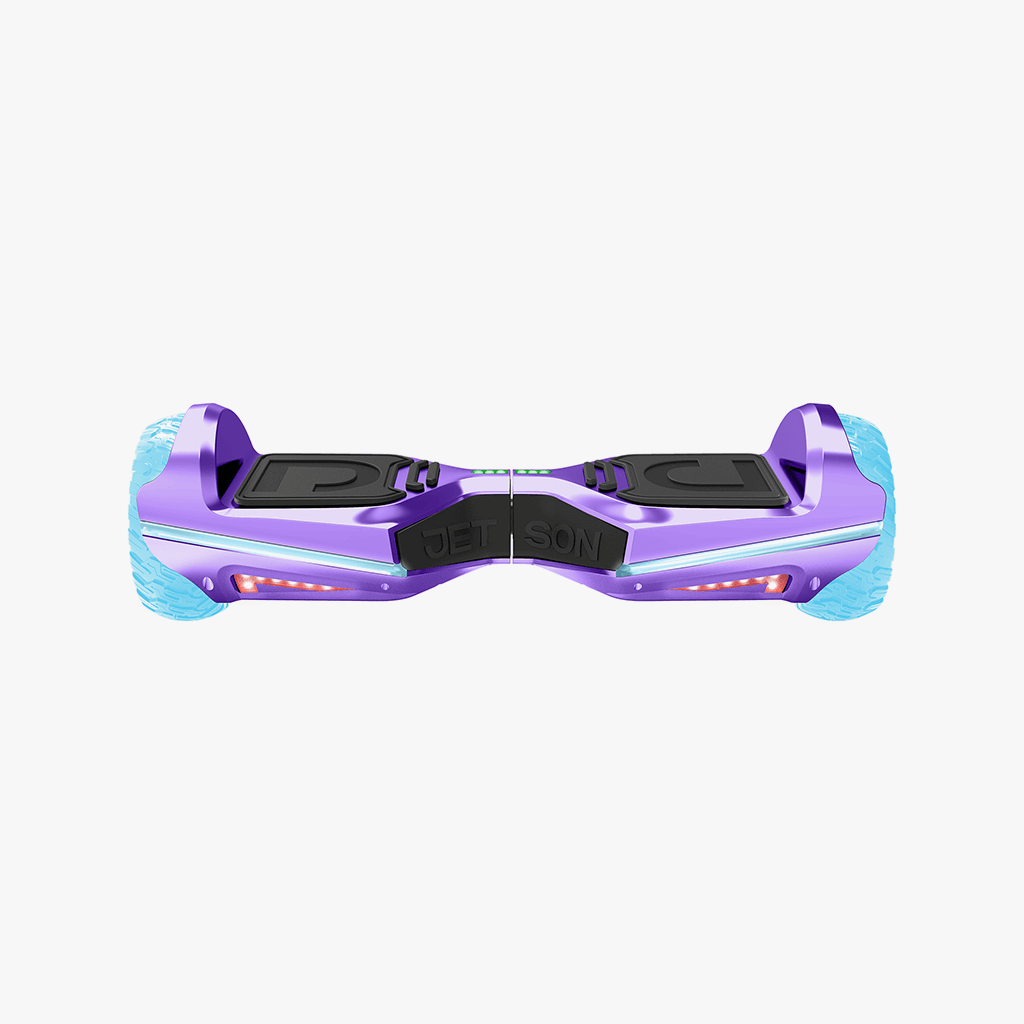 front view of purple rave hoverboard