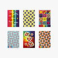 six sheets of rainbow colored stickers