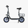 side profile of Ryder e-scooter with the kick stand down facing to the left