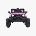 front view of pink safara ride-on