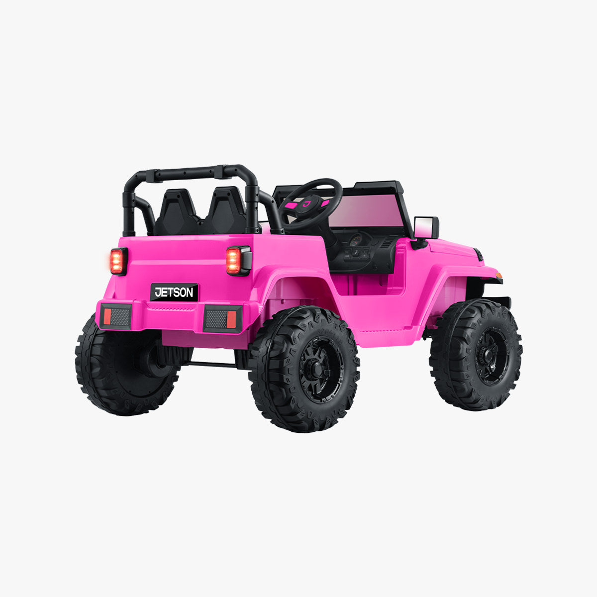 rear view of pink safara ride-on
