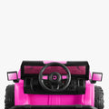 close up of steering wheel in pink safara ride-on