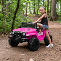 kid stepping into pink safara ride-on