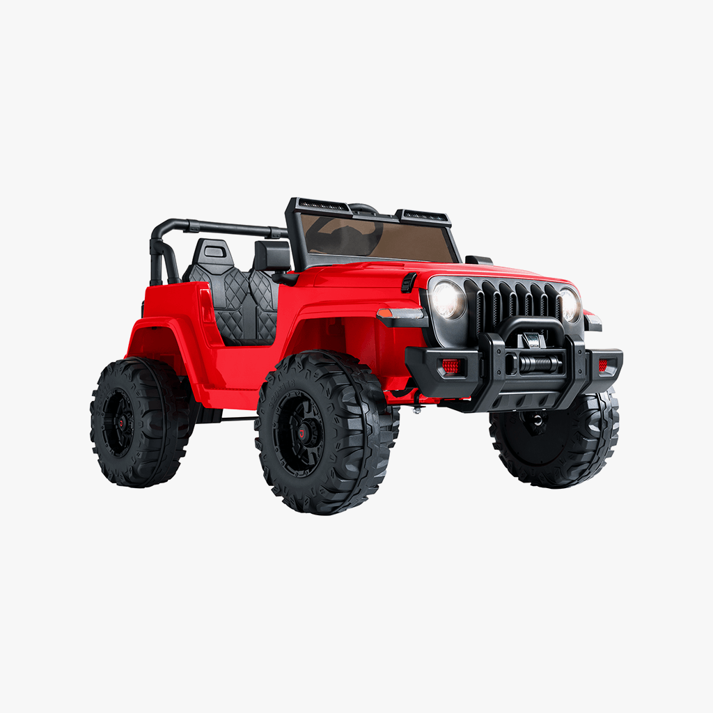 red safara ride-on facing forward on a diagonal