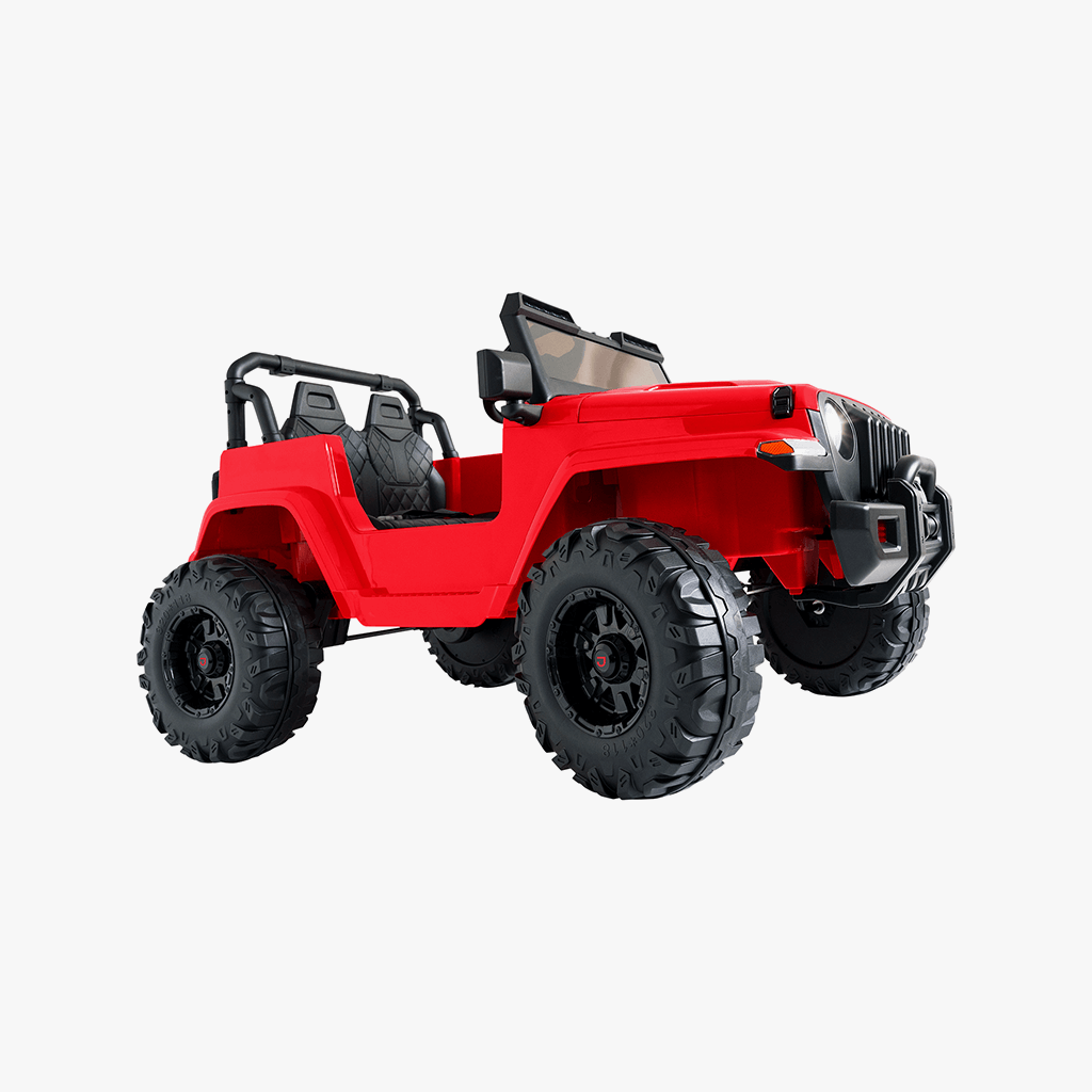 view of tires on red safara ride-on