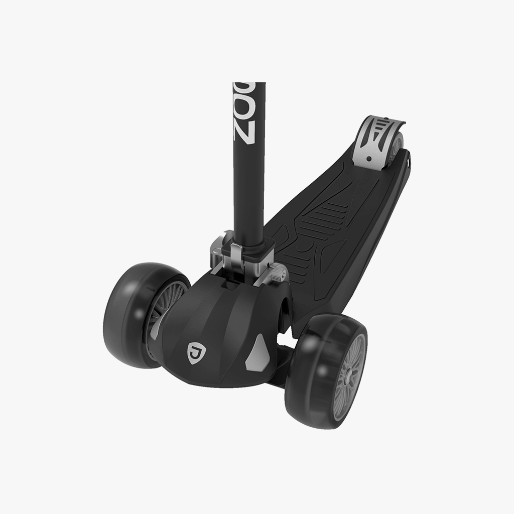 close up of front wheels on triton kick scooter