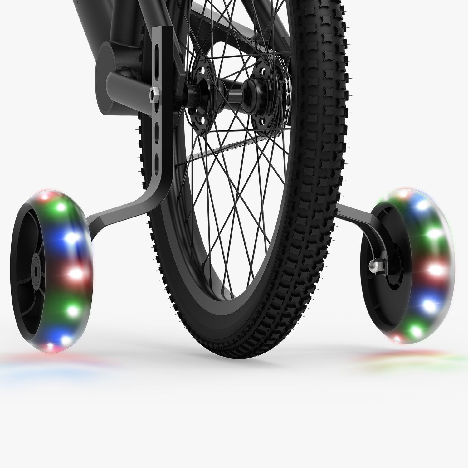 spark training wheels attached to a bike