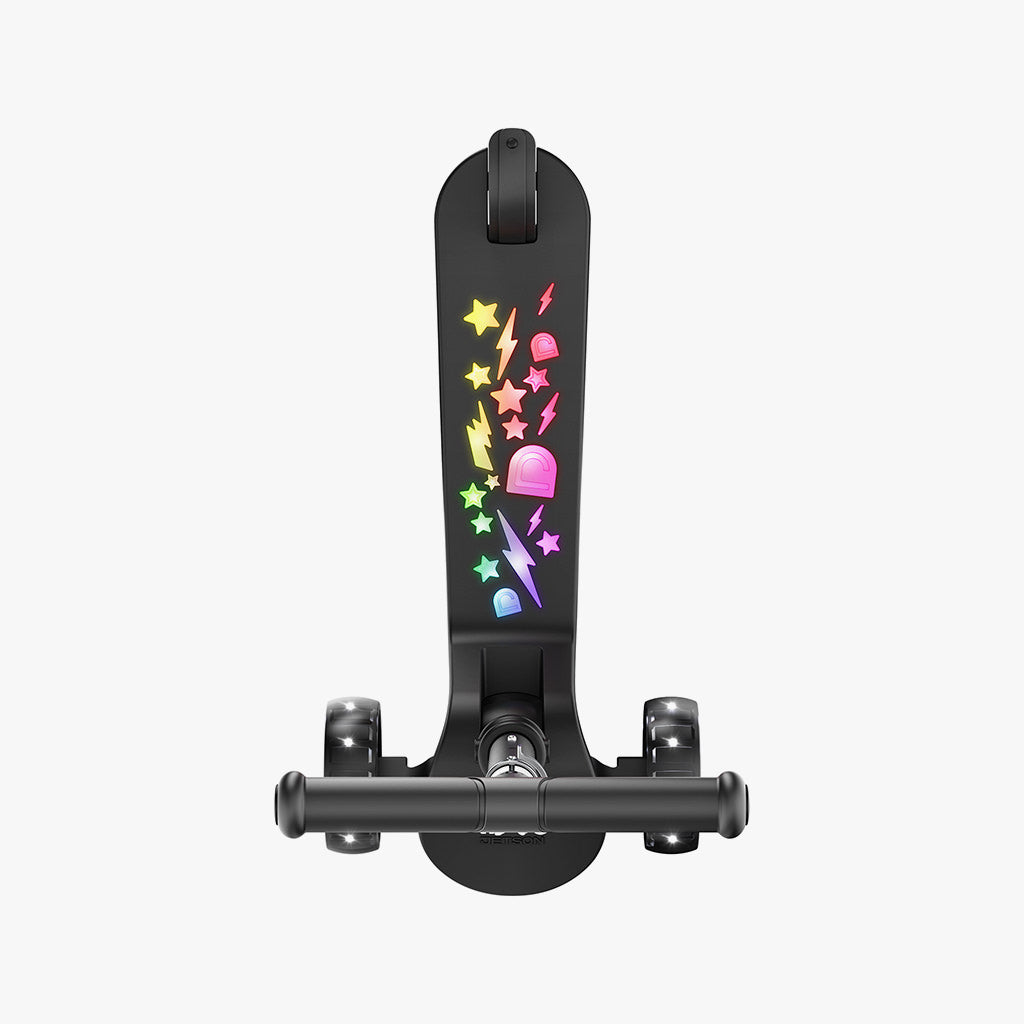 aerial view of the light up deck on amber kick scooter