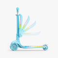 side profile of seat being raised on blue aria kick scooter