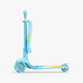 side profile of seat in upright position on blue aria kick scooter