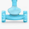 close up of front wheels on aria kick scooter