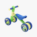 rear view of the green and blue bounce balance bike