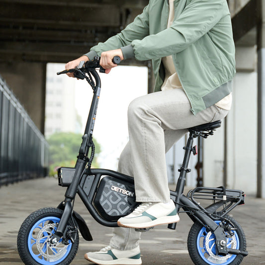 close up of person sitting on bolt x electric bike