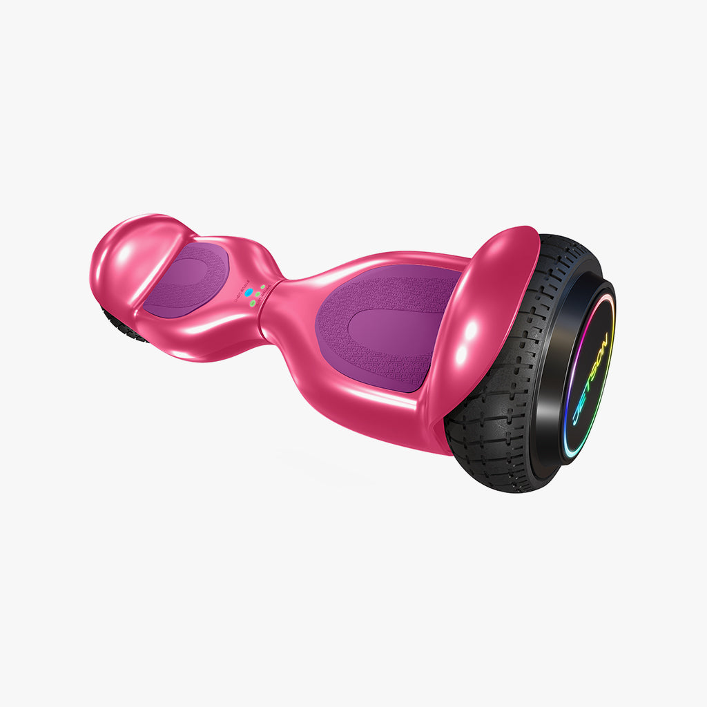 angled view of pink dash hoverboard