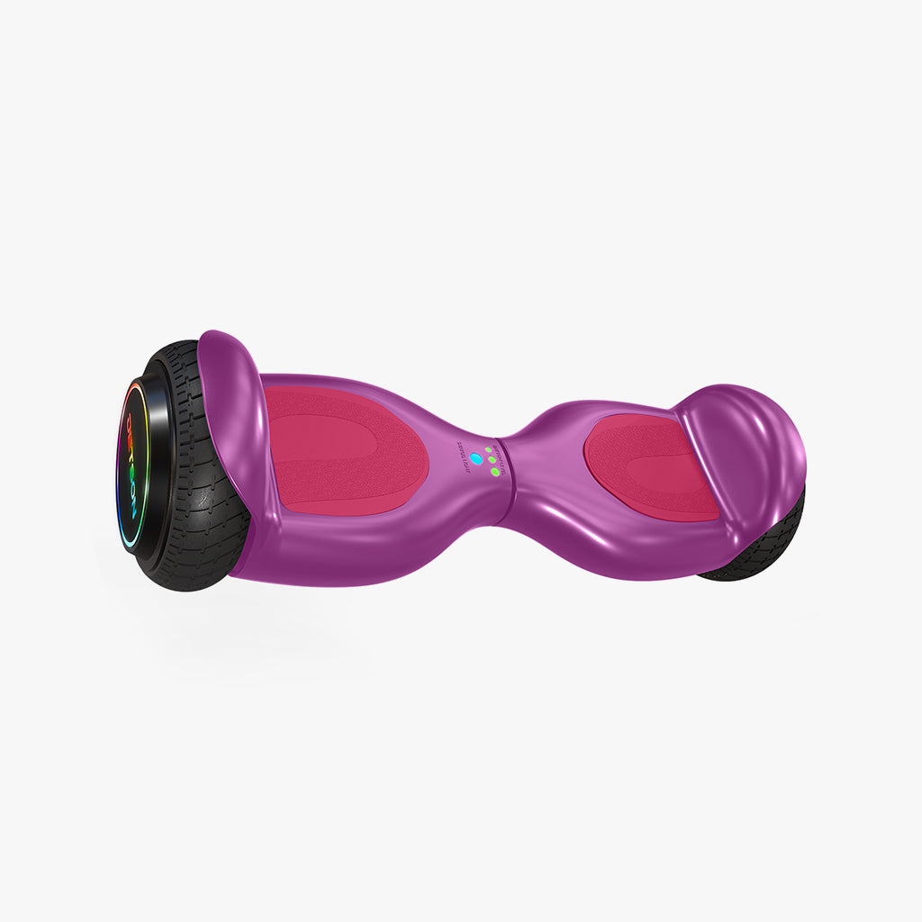 angled view of purple dash hoverboard