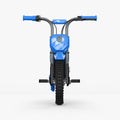 straight on view of blue fort ride-on