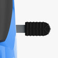 close up of foot rest on blue fort ride-on