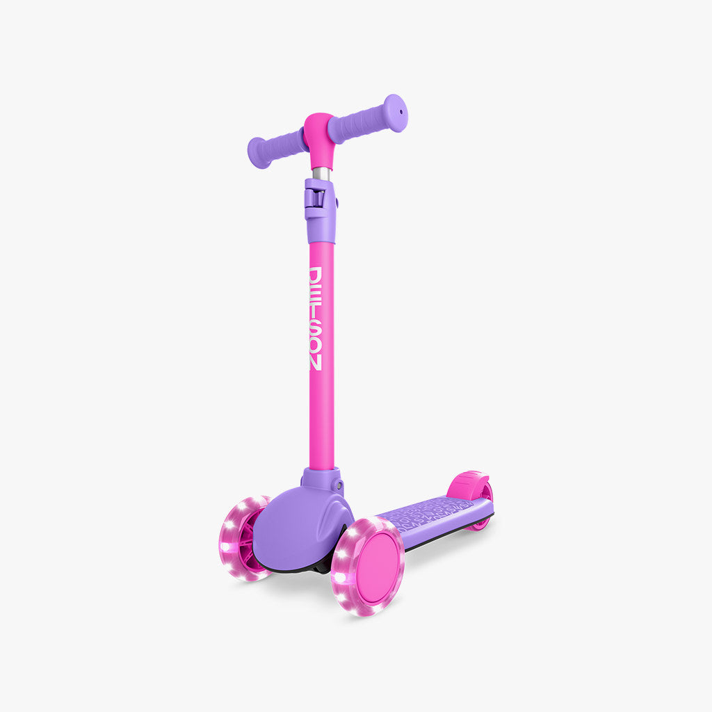 pink gem kick scooter facing diagonally left
