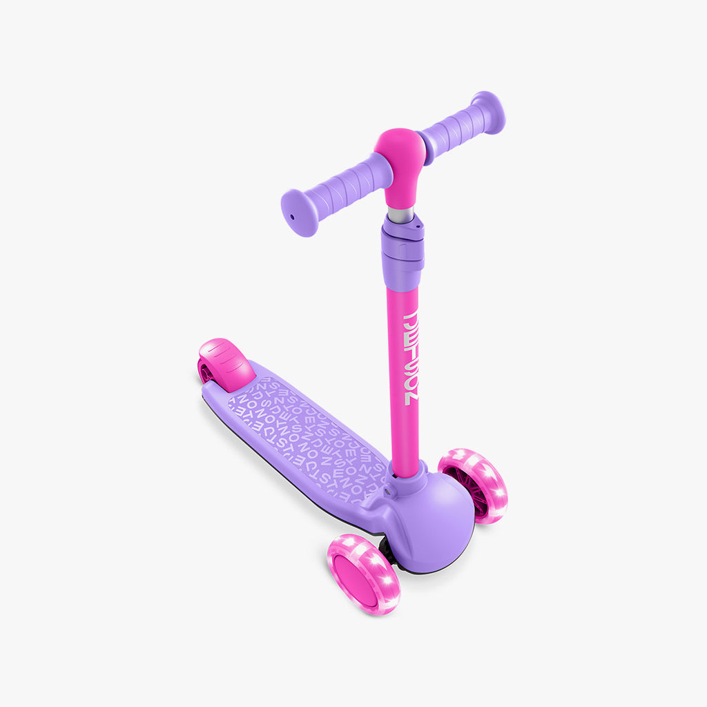 angled top view pink gem kick scooter 
