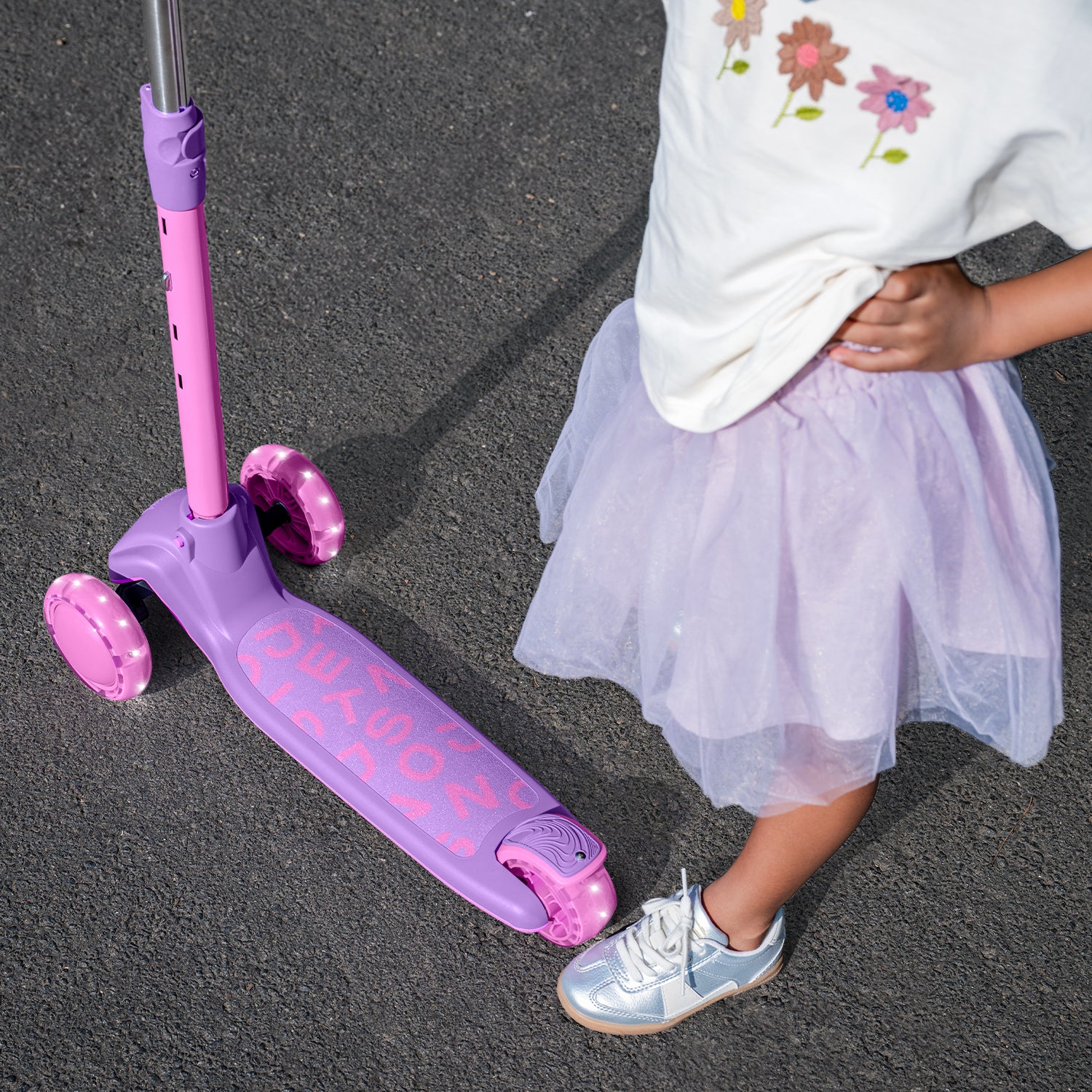 close up of scooter deck on gem kick scooter