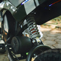 close up of the rear suspension on the horizon dirt bike