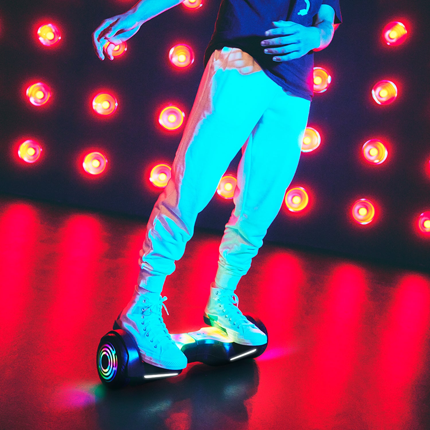 person riding the lumino hoverboard