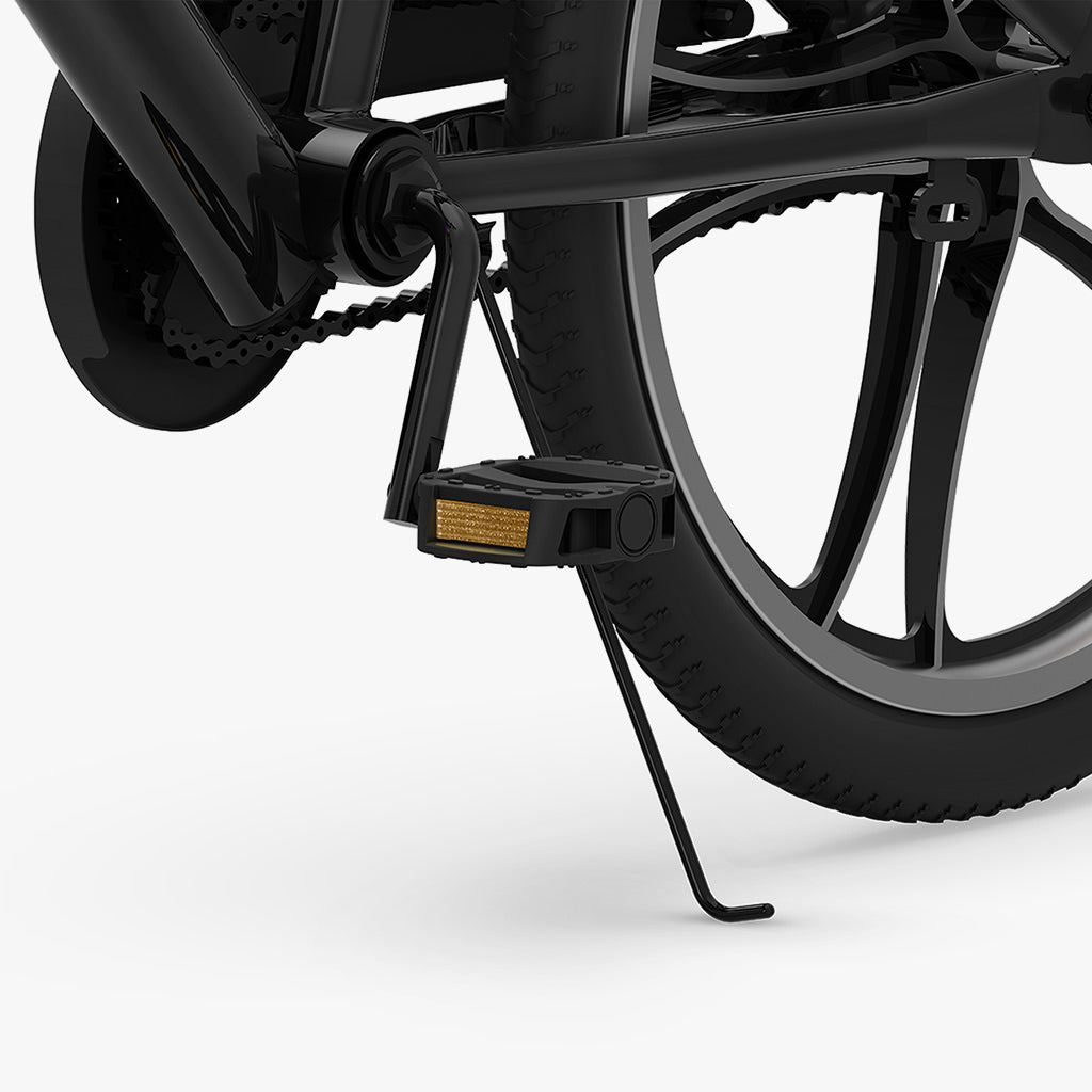 close up of pedal and kick stand on light rider 20 bmx style