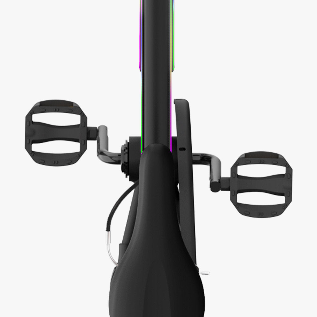 overhead view of pedals on light rider 20 bmx style bike