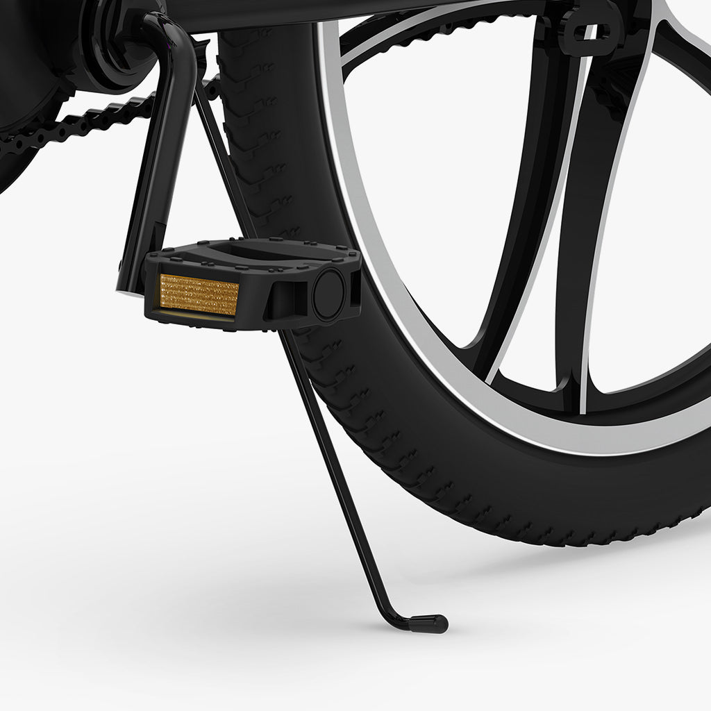 close up of pedal and kickstand on light rider 20 bmx style bike