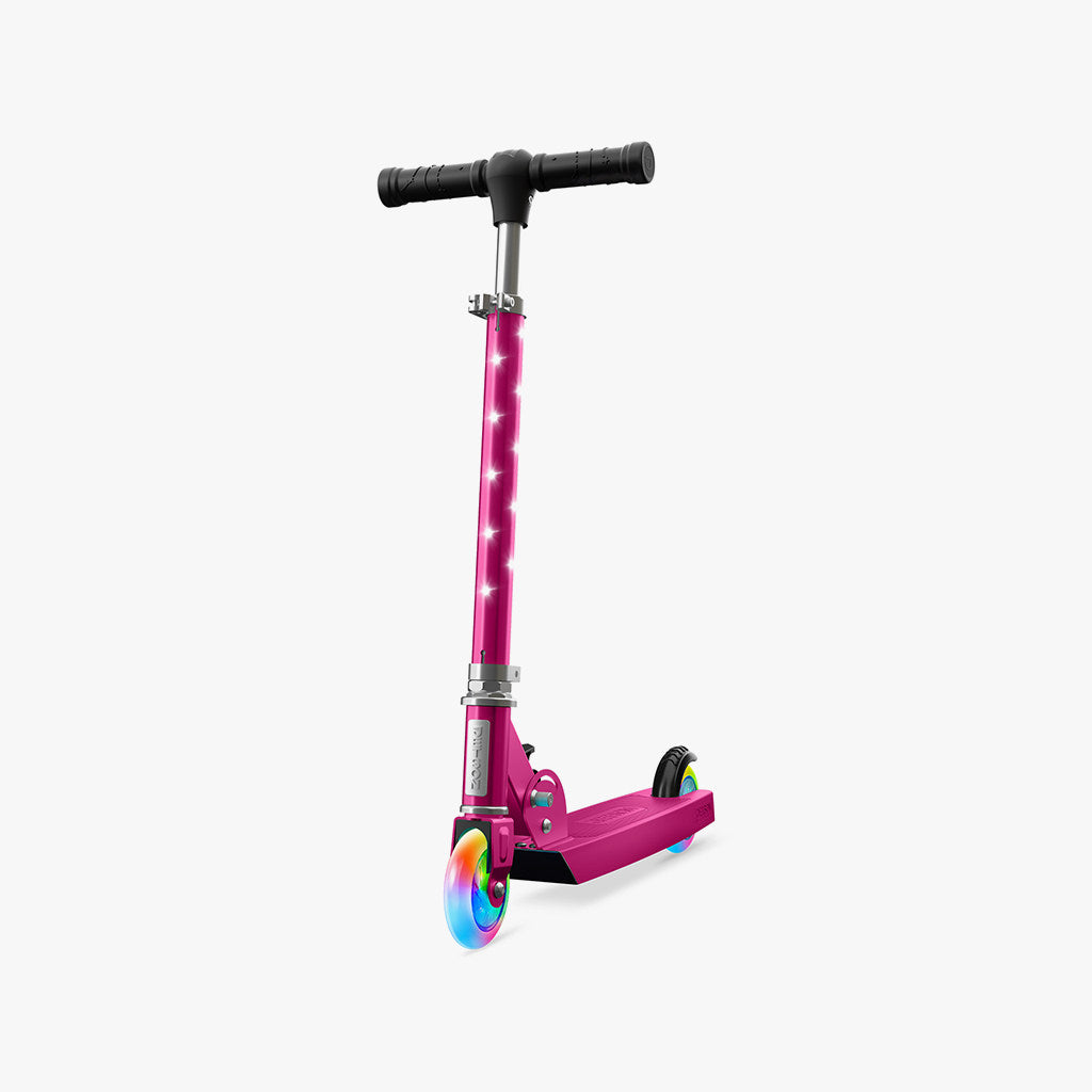 front view of the pink moonbeam kick scooter