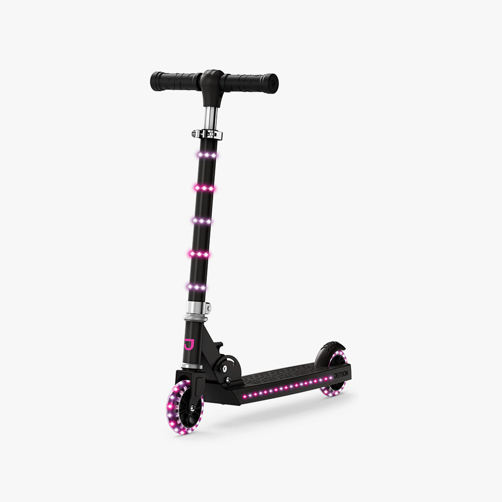 Black Light-Up Folding Kick Scooter Pink LED Light-up wheel 7 Light offers Patterns NEW