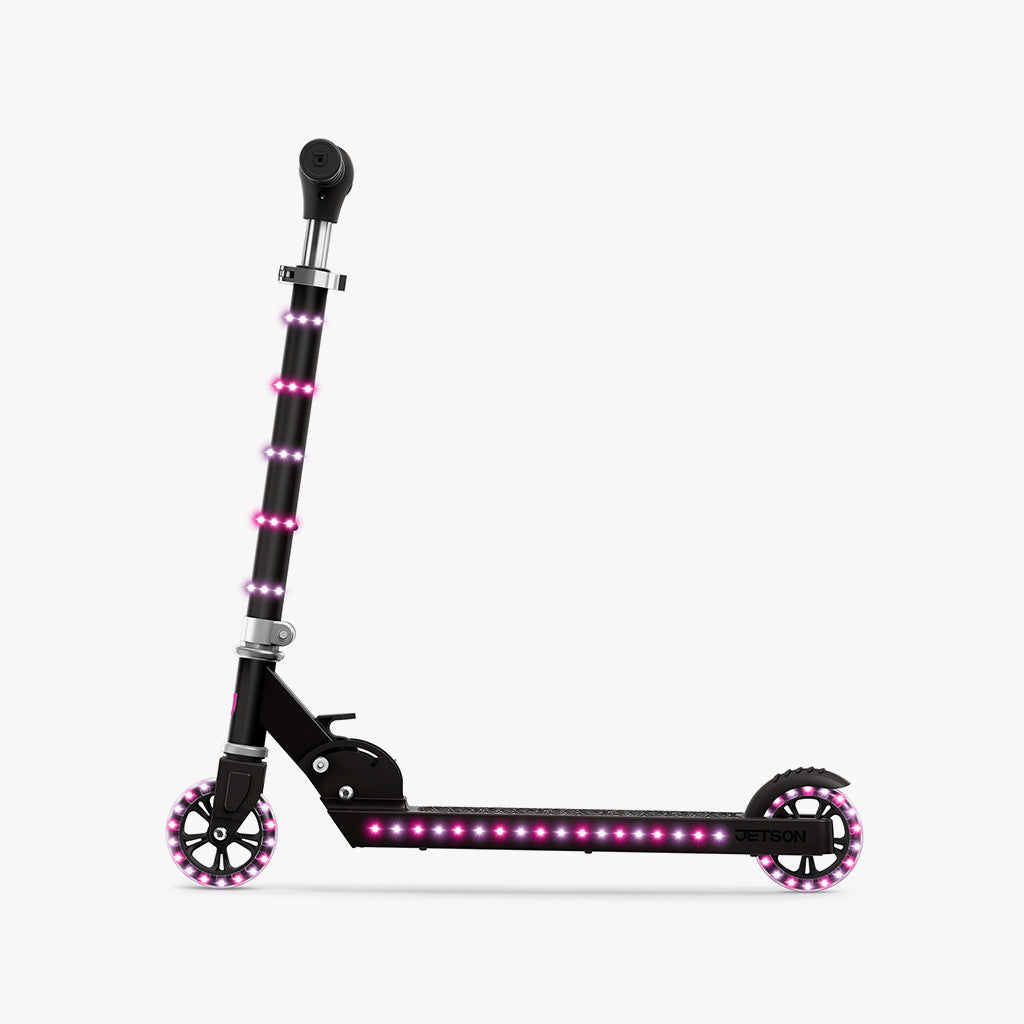 pink and purple orbit kick scooter facing to the left