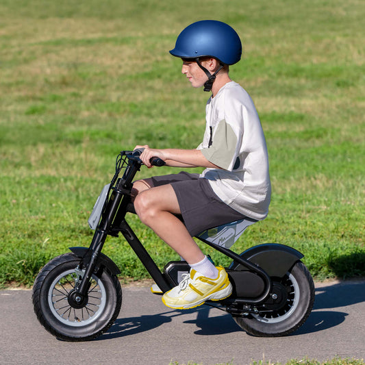 side profile of kid riding rio electric ride on