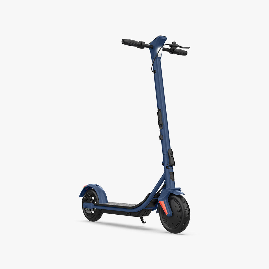 shield electric scooter facing forward on a diagonal to the right
