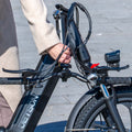 close up of handlebar being folded down