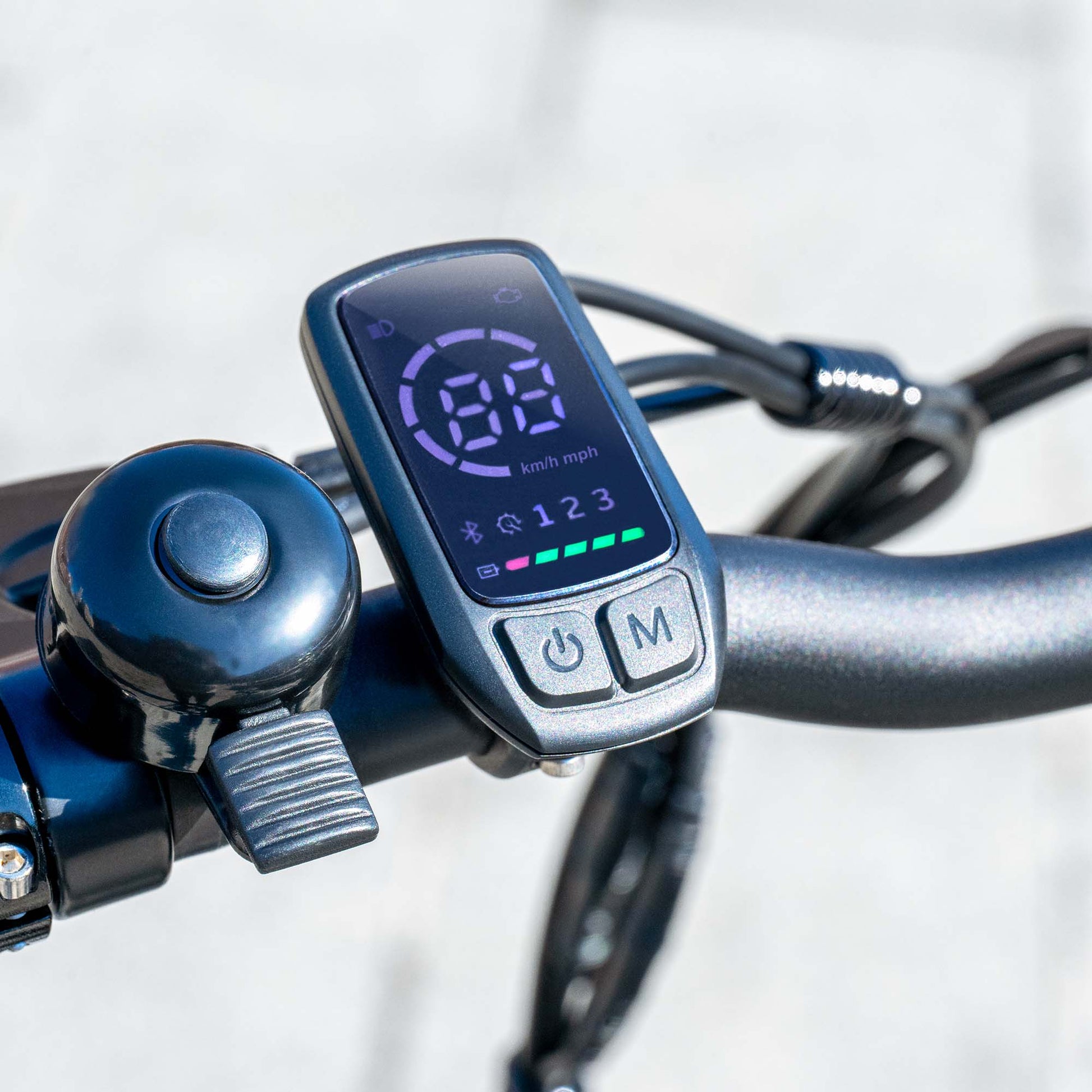 close up of display on handlebar