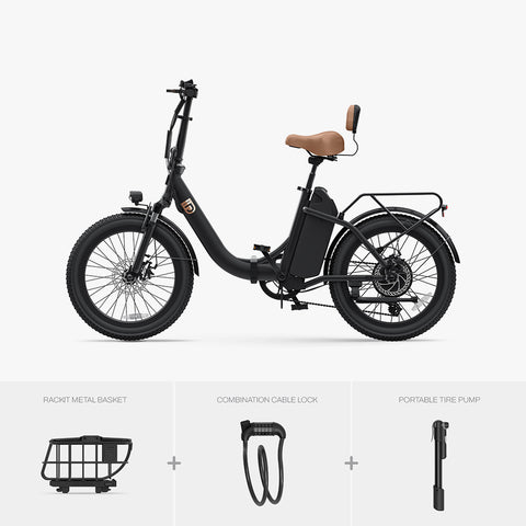Venture Electric Cruiser Bike Black / Bike + Accessory Bundle