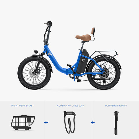 Venture Electric Cruiser Bike Azure Blue / Bike + Accessory Bundle