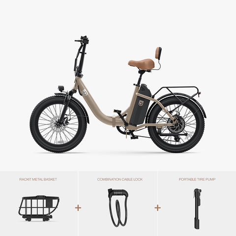 Venture Electric Cruiser Bike Chai Latte / Bike + Accessory Bundle