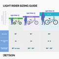 sizing chart for the jetson light rider family
