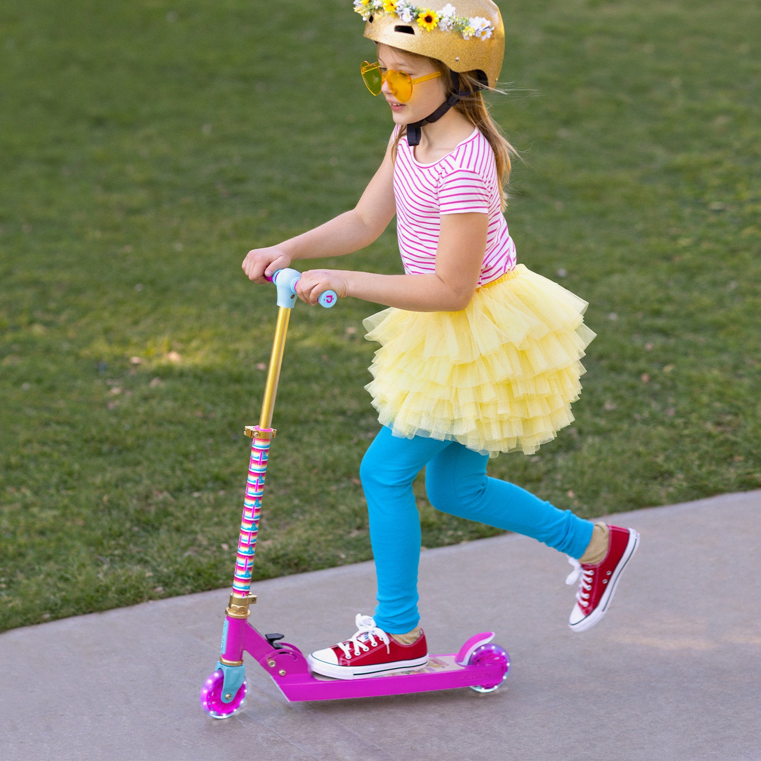 Girl having fun on scooter