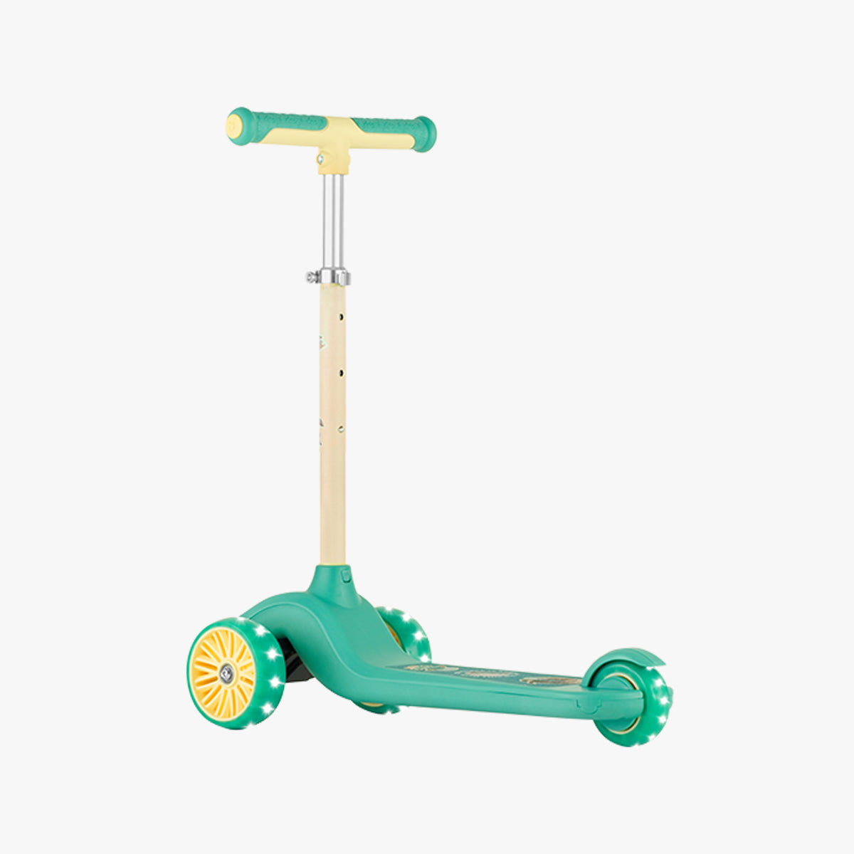 rear angled view of the grogu customizable scooter facing left