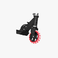 close up of the front wheel on the light up cosmo kick scooter