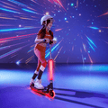 young girl riding light up cosmo kick scooter